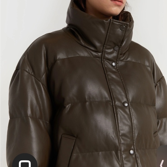 OAK + FORT Puffer Brown Cropped Coat - Picture 5 of 10